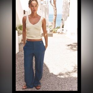 Zara Blue Wide-Leg Women's Pants